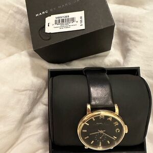 Marc by Marc Jacobs Gold and Black Leather Watch, Model 1269